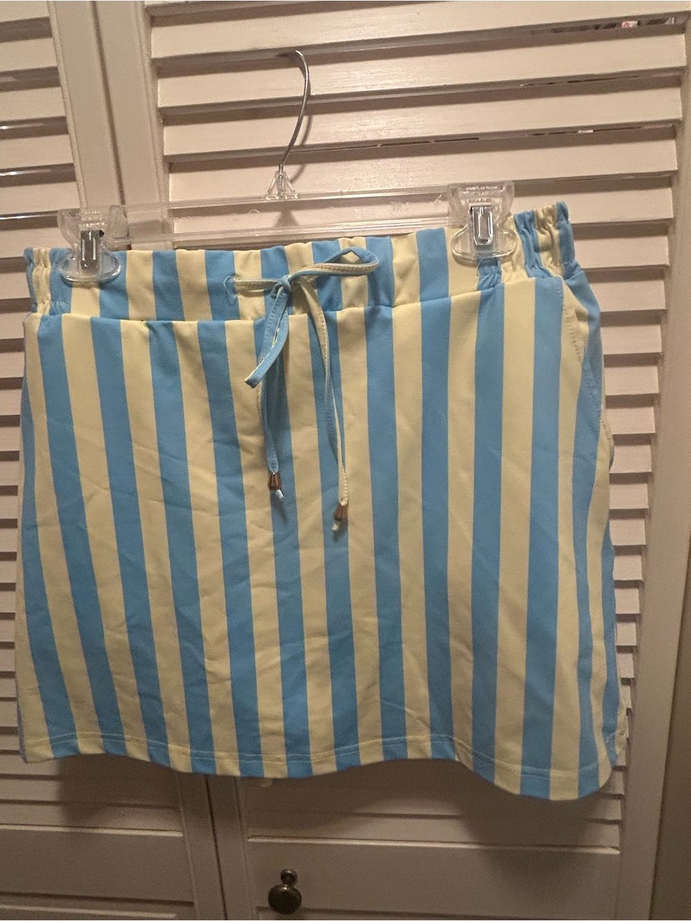 Striped Blue and Yellow Drawstring Skirt